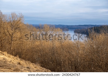 View to the river Daugava in Nature park Daugava valley in Skriveri in early spring in Latvia