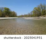 View of the river Isar in Moosburg near Munich in Bavaria