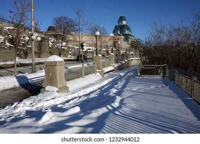 View Of The River And Ottawa National Gallery  Building In Winter 