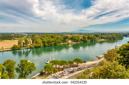 View Of The River Rhone, Avignon, France.