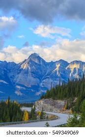 View From The Road On The Canadian Rockies, Icefield Parkway, Alberta, Canada