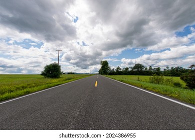 View Of A Road In Perspective In Summer In Essex County New York