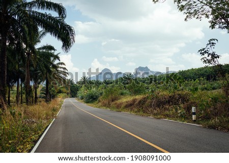 View of road in a remote area of Krabi, Thailand