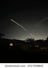 view of rocket launch at night