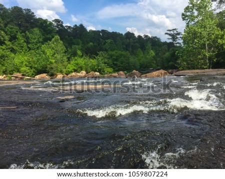 View from the rocks at High Falls State Park in Georgia.