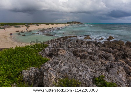 Similar – Foto Bild Felsstrand wie aus Jade