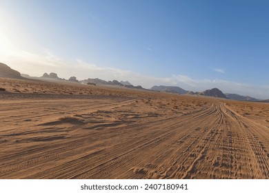 View of the rocky desert landscape of Wadi Rum, Jordan - Powered by Shutterstock