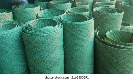 View Of Rolls Of Mat Made Of Pandanus Palm Leaves