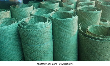 View Of Rolls Of Mat Made Of Pandanus Palm Leaves