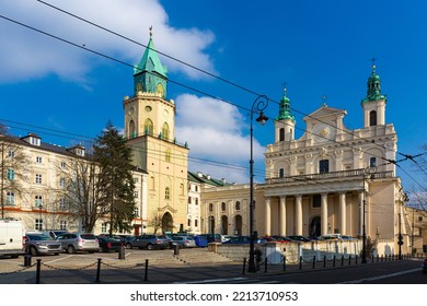 View Of Roman Catholic Cathedral Of St. John Baptist In Centre Of Polish City Of Lublin In Sunny Spring Day