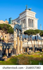 View Of The Roman Forum, Rome, Italy. Rome Architecture And Landmark.