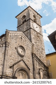 View of the Romanesque Church of San Vittore, located in the locality of Canonica in Brezzo di Bedero, province of Varese, Lombardy, Italy