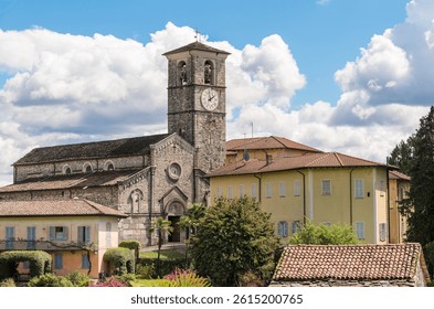 View of the Romanesque Church of San Vittore, located in the locality of Canonica in Brezzo di Bedero, province of Varese, Lombardy, Italy