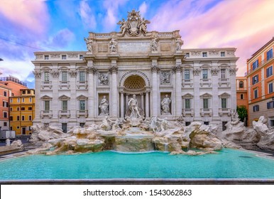 View of Rome Trevi Fountain (Fontana di Trevi) in Rome, Italy. Trevi is most famous fountain of Rome. Architecture and landmark of Rome. - Powered by Shutterstock