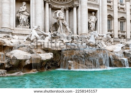 View of Rome Trevi Fountain (Fontana di Trevi) in Rome, Italy. Trevi is most famous fountain of Rome. Architecture and landmark of Rome. Stock fotó © 