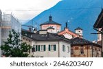 View of the roofs of the historic center of the town of Levico, in Trentino, Northern Italy