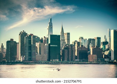 View from from Roosevelt Island to Midtown East buildings. Skyline of East side of Manhattan - Shutterstock ID 2152706791