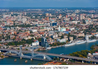 View Of Rostov-on-Don And The Railway Bridge Over The Don River From The Plane.