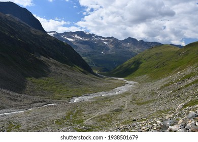 View Of The Rotmoos Valley In The Ötztal Alps Near Obergurgl, Tyrol, Austria