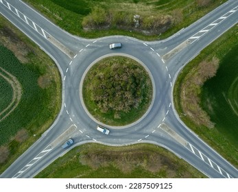 View of a roundabout, drone image