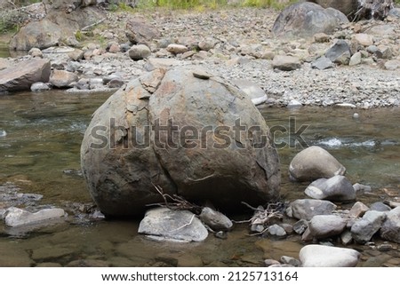 The view of roundshape boulder in Te Urewera National Park, New Zealand.