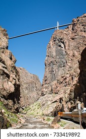 A View Of The Royal Gorge Bridge From The Train.