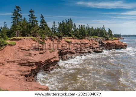 View of the rugged coast line at Seacow Head in PEI Canada
