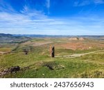 View of ruins of Alcaraz castle and the countryside of Albacete