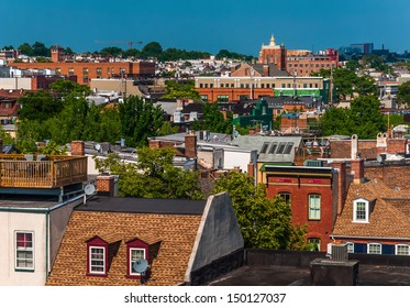 View of a run-down residential area of Baltimore, Maryland.