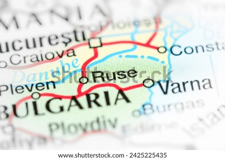 View of Ruse on a map