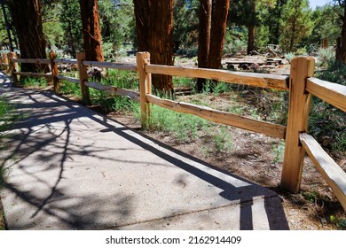 View Of A Rustic Split Rail Fence.