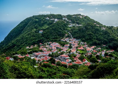 View Of Saba Island And Ocean, Caribbean