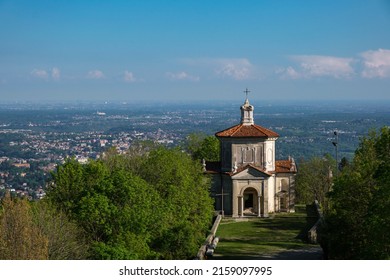 View of the Sacred highway of the Sacred Mountain of Varese, Lombardy Italy