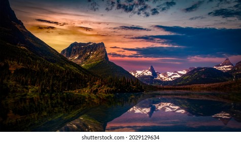 View Of Saint Mary Lake At Glacier National Park