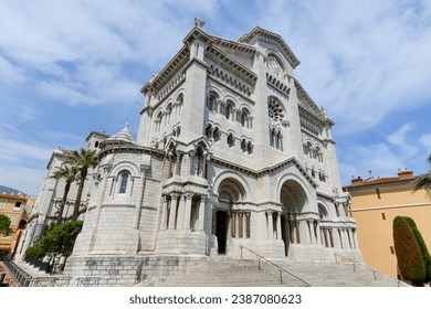 View of Saint Nicholas Cathedral in Monaco Ville, Monte Carlo. It is famous for the tombs of Princess Grace and Prince Rainier.