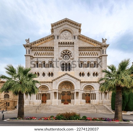 View of Saint Nicholas Cathedral in Monaco Ville, Monte Carlo, famous for the tombs of Princess Grace and Prince Rainier