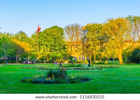 View of the Saint Stephen's Green park in Dublin, Ireland