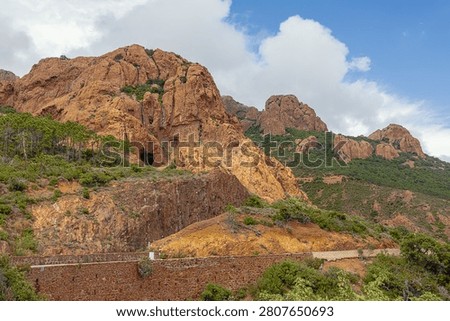 View of the Saint-Barthelemy Rock, between Saint-Raphael and Cannes
