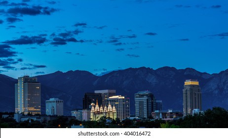 View Of Salt Lake City Skyline At Night 