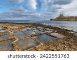 A view of the salt pans in Xwejni Bay on the Maltese island of Gozo