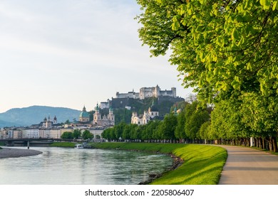 View From The Salzach To The Castle Hohen Salzburg