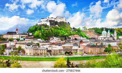 View Of Salzburg With Fortress Hohensalzburg
