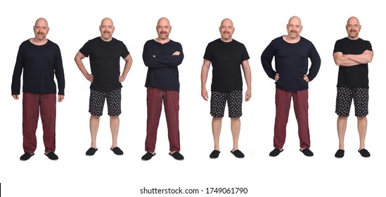 View Of The Same Man In Pajama Shorts And Pajama Long Pants