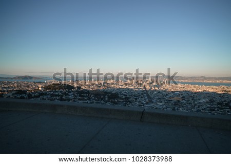 view of San Francisco from Twin Peaks at sunset