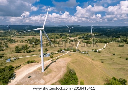 View of San Lorenzo Wind Farm in the island province of Guimaras, Philippines. WInd renewable energy in the visayas region.