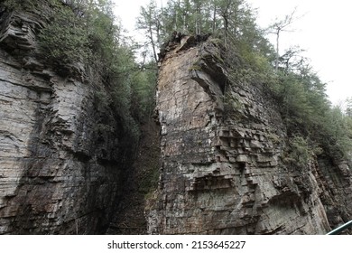 View of a sandstone cliff at Ausable Chasm in Keeseville, New York