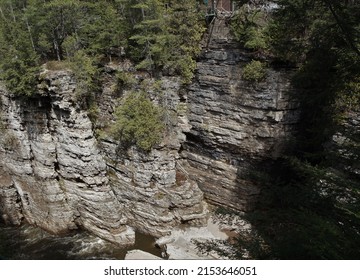 View of sandstone cliffs at Ausable Chasm in Keeseville, New York
