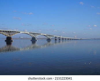 View Of Saratov Bridge Over Volga River. Russia