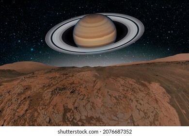 View of Saturn from a planet. Elements of this image furnished by NASA - Powered by Shutterstock