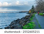 A view of the scenic shoreline in Ruston, Washington.